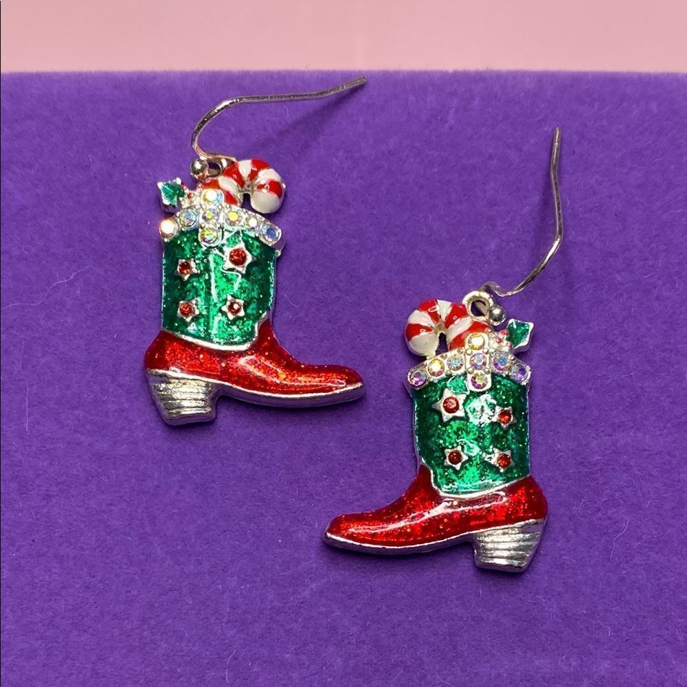 💛 Unique Festive Christmas Cowboy Boot Earrings
